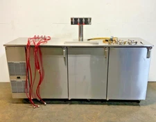 Glastender BB84-L1-SS 3 Door Back Bar Under Counter Refrigerator/Kegerator 84"