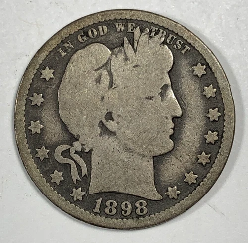 1898-O Barber Quarter .25. Good.