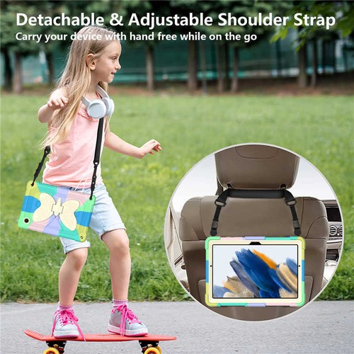 Kids Butterfly Stand Case Tough Cover Strap For Samsung Galaxy Tab A8 10.5" X200 - Picture 50 of 95