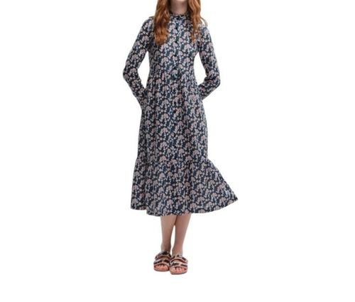 Vestido midi Orla Kiely Regatta para mujer manga larga estampado floral ~ Reino Unido 18 EE. UU. 14 - Imagen 2 de 11