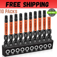 10-Pack T25 Torx Bits for Impact Driver Torx Bit Set 2''Long Profession Star Bit