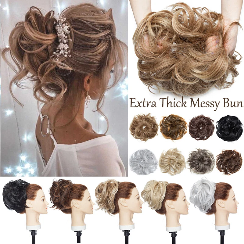 Messy 80G Large Thick Bun Hair Scrunchie Curly Hair Extensions as Human Updo Bun