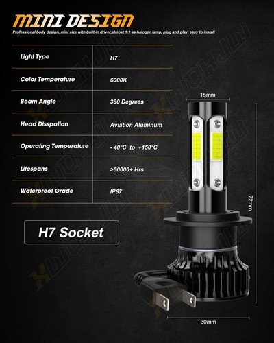 4X For Kia Sorento 2015 - 2018 2019 H7 & H11 Headlight LED Combo 7000K Bulb Kit - Picture 2 of 11
