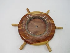 Vtg Ashtray Ships Helm Wheel Cedar Glass Nautical Souvenir West Virginia GUC