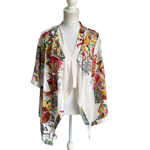 Citron Open Front Kimono Top Size 1X 100% Silk - Picture 1 of 9