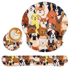 Britimes Ergonomic Mouse Pad Set with Wrist Rest Colorful Doodle Dogs Non-Sli...