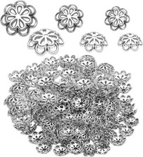 Hollow Double Flower Bead Caps - 120pcs Alloy Spacers for Jewelry Making, DIY Cr