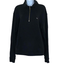 PINK Women's Size Medium Black 1/4 Zip Pullover
