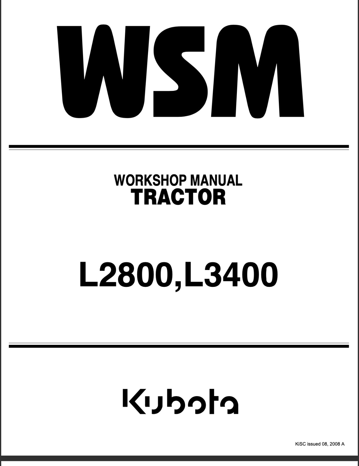 PDF Kubota L2800 L3400 Service Repair Manual, Workshop Manual