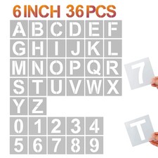 6 Inch Letter Stencils and Numbers, 36 Pcs Alphabet Art Craft Stencils, Reusa...
