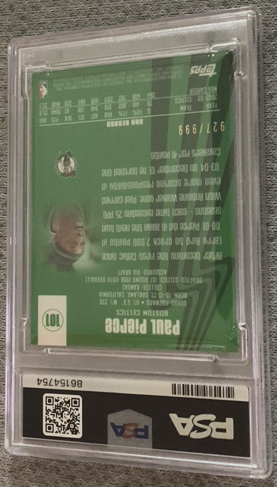 2003-04 Topps Finest - Game-Worn Jersey Paul Pierce #101 /999 (MEM) view 7