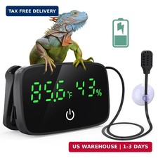 LED Digital Reptile Thermometer and Humidity Gauge with USB Charging  Long Batt