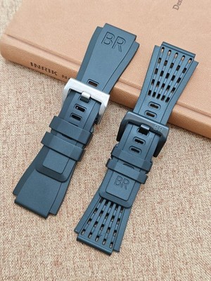 For Bell Ross BR01 BR03 Quality Silicone Watch Strap Mens Band Interface 34x24mm