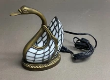 Tiffany Style Electric Swan Leaded Glass Accent Lamp Night Light,  (New in Box)