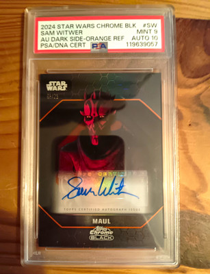 Topps 2024 Star Wars Chrome Black Maul Sam Witwer Auto Orange /25 PSA 9/10