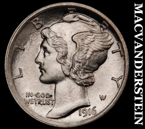 1916 Mercury Dime- Full Split Bands Choice Gem Brilliant Uncirculated #i2022