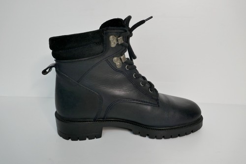 MOSHULU RUGGED OUTDOOR COUNTRYWEAR NAVY LEATHER HIKER STYLE ANKLE BOOTS UK4 EU37 - Picture 6 of 14