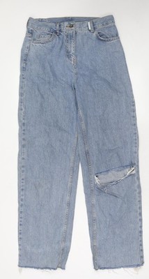 Collusion Damen Mom Jeans blau Baumwolle Größe 28 L32 im Regular Zip
