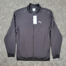 Puma Stretchknit Jacket Mens Medium M Black Full Zip Performance Mock Neck NWT