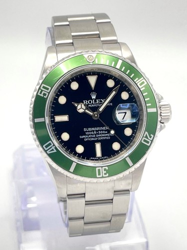 Rolex Submariner Date Kermit 16610LV 40mm Black Dial Green Alu...