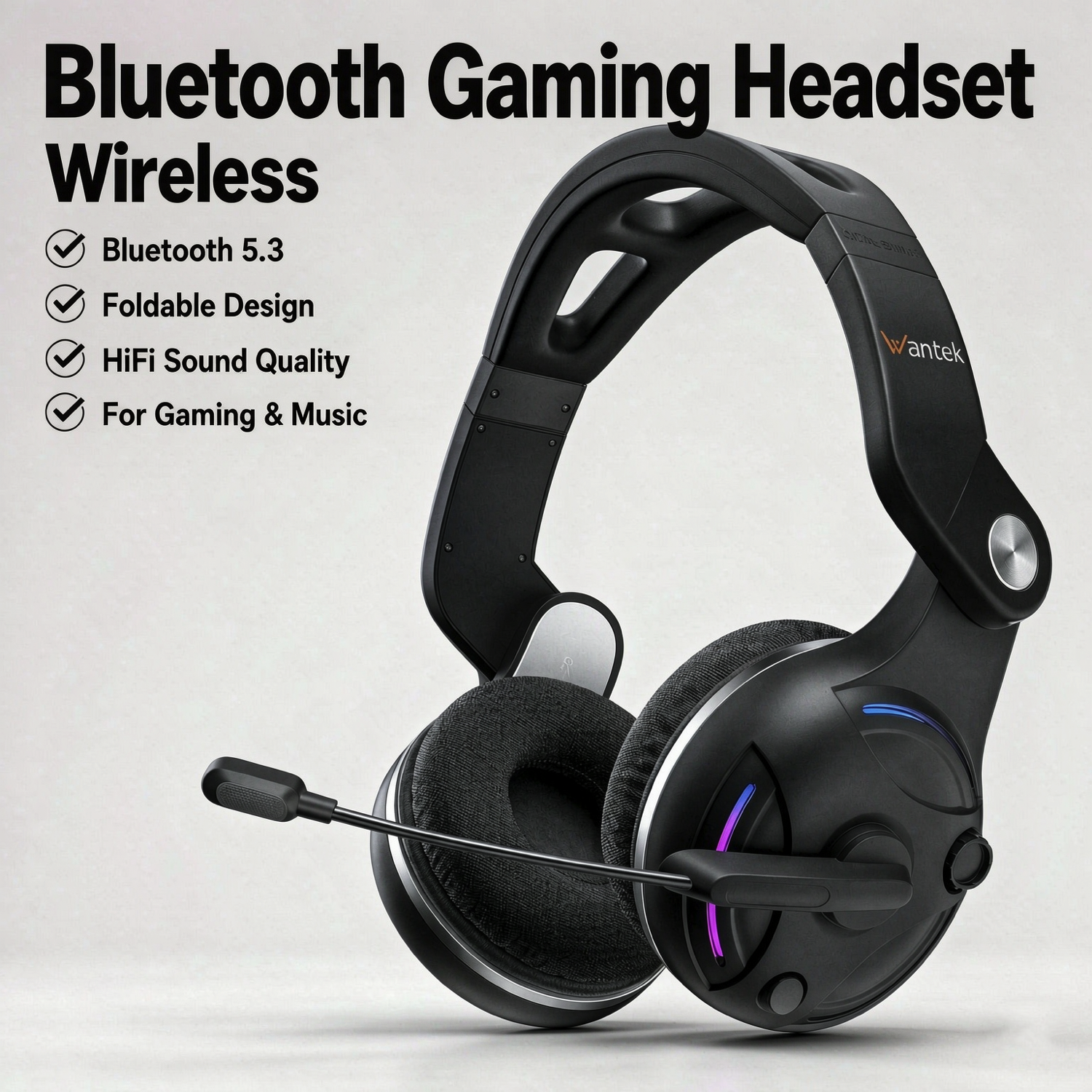 Wireless Gaming Headset Bluetooth with Microphone 3D Sound Foldable Headphone