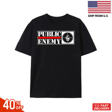 Men's Public Enemy Graphic T-Shirt - Bold Lettering & Target Design, Chuck D Fla
