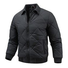 Men's Hooded Padded Coat Fall Winter Relaxed Fit Polyester Lined Jacket