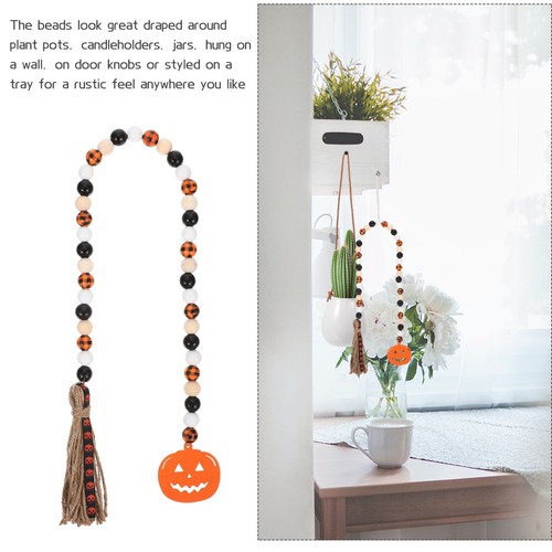  Halloween Beaded Pendant Wooden Beaded Garland Pendant Tassel Wood Bead String - Picture 11 of 12
