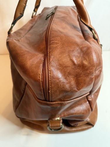 FedEx Express Brown Leather Luggage Suitcase Bag Tote Full Zip 20” Long - Picture 4 of 10