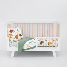 Toddler Bedding 3 Piece Set Dino Names Muslin Fabric