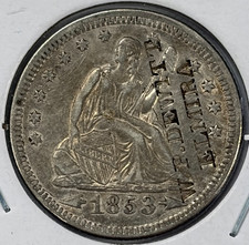 1853 Seated Liberty Quarter Gunsmith W.P. Dewitt Counter Stamp Brunk's D-330