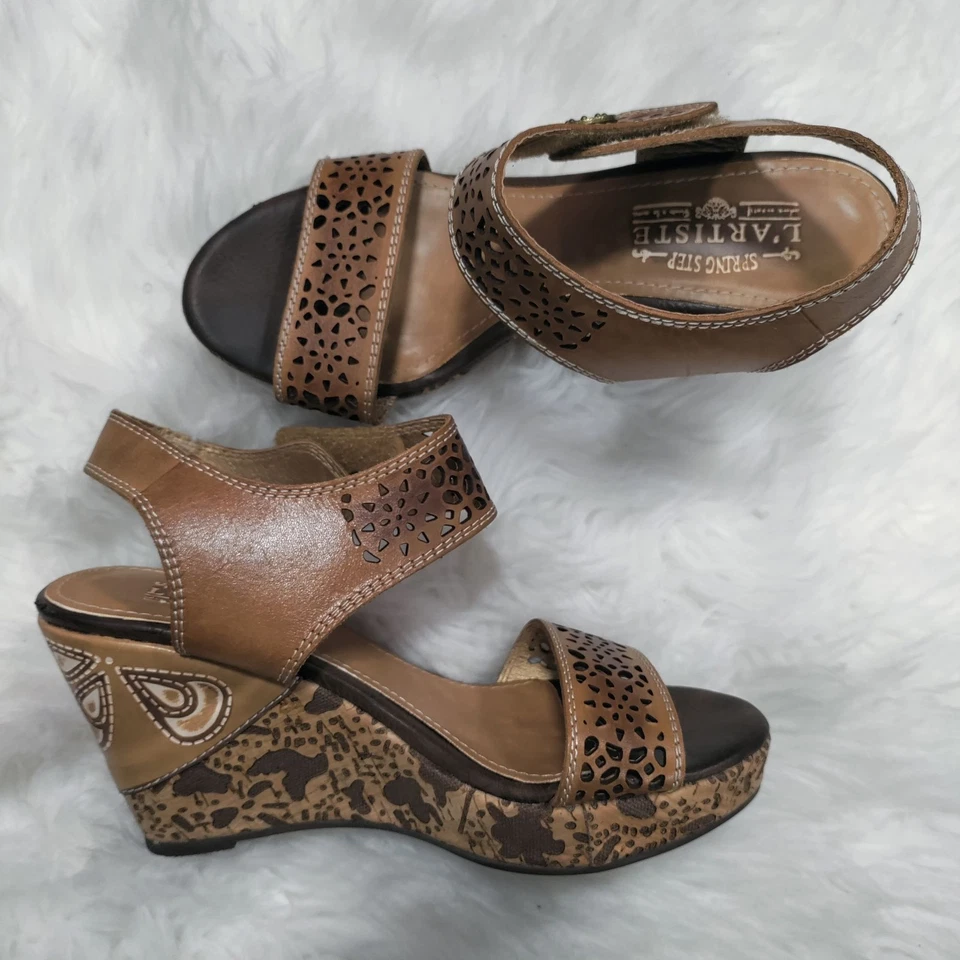 L. Artiste By Spring Step Cut Out Design Allura Wedge Sandal Women's Size 8 - Image 4 of 4