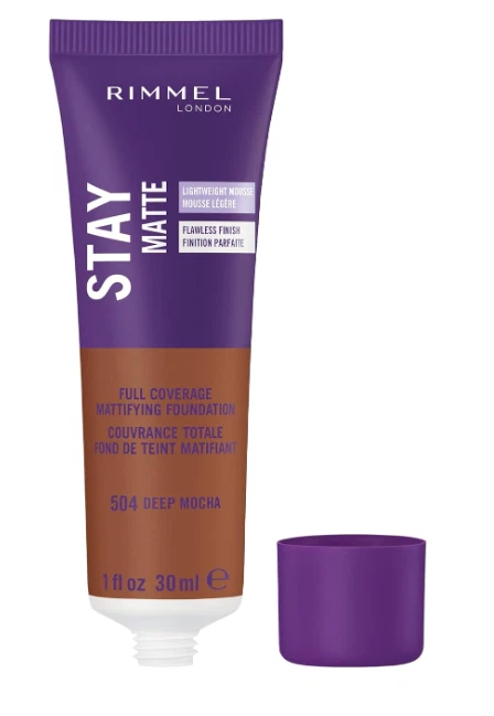 Rimmel London Stay 哑光液体慕斯 - 504 深摩卡 - 粉底,1 盎司 — 第 3/4 张图片