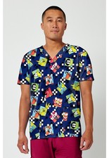 Bugs Bunny Cherokee Scrubs Looney Tunes Tooniforms Mens V Neck Top TF788 LTCY