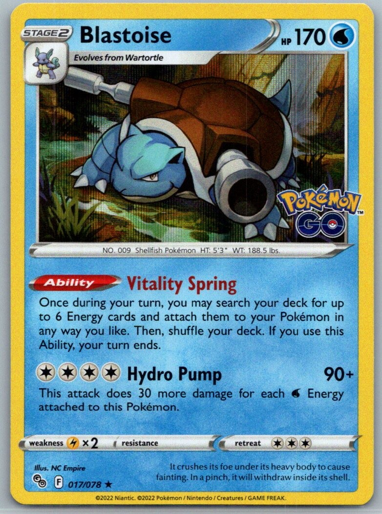 Blastoise Holofoil Holo Rare Pokemon GO [PGO - 017/078] - NM