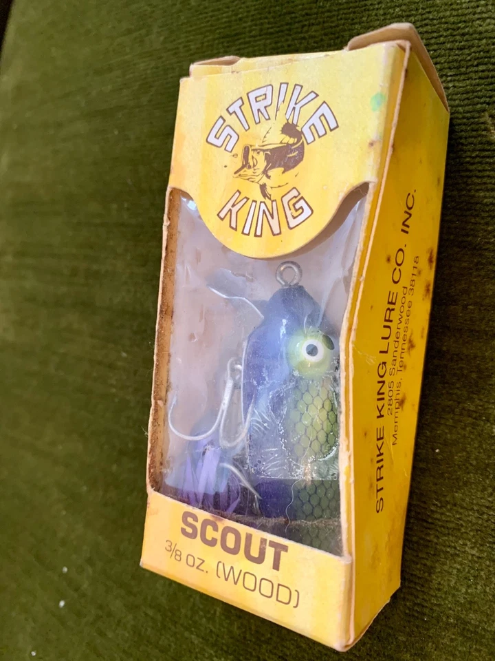 NOS Vintage Strike King Scout 3/8oz Wood Lure 245-5*Rare Color* Purple and Green - Image 4 of 4