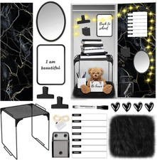 Black Locker Accessories Kit with Locker Magnetic Wallpaper Magnetic Shelf White