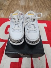 AIR JORDAN 3 RETRO TD " WHITE /BLACK -LASER ORANGE " SIZE 7C PREOWNED