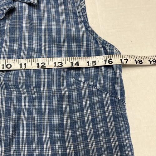 Vintage Lizwear Dress Womens 6 Blue Plaid Midi Ruffle Trim Y2K Western Cowgirl - Picture 4 of 9