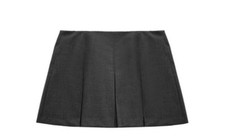 Girls Black Pleated Short Skirt Solid Pattern
