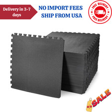 BalanceFrom Fitness 144 Sq Ft Interlocking EVA Foam Exercise Mat Tiles, Black