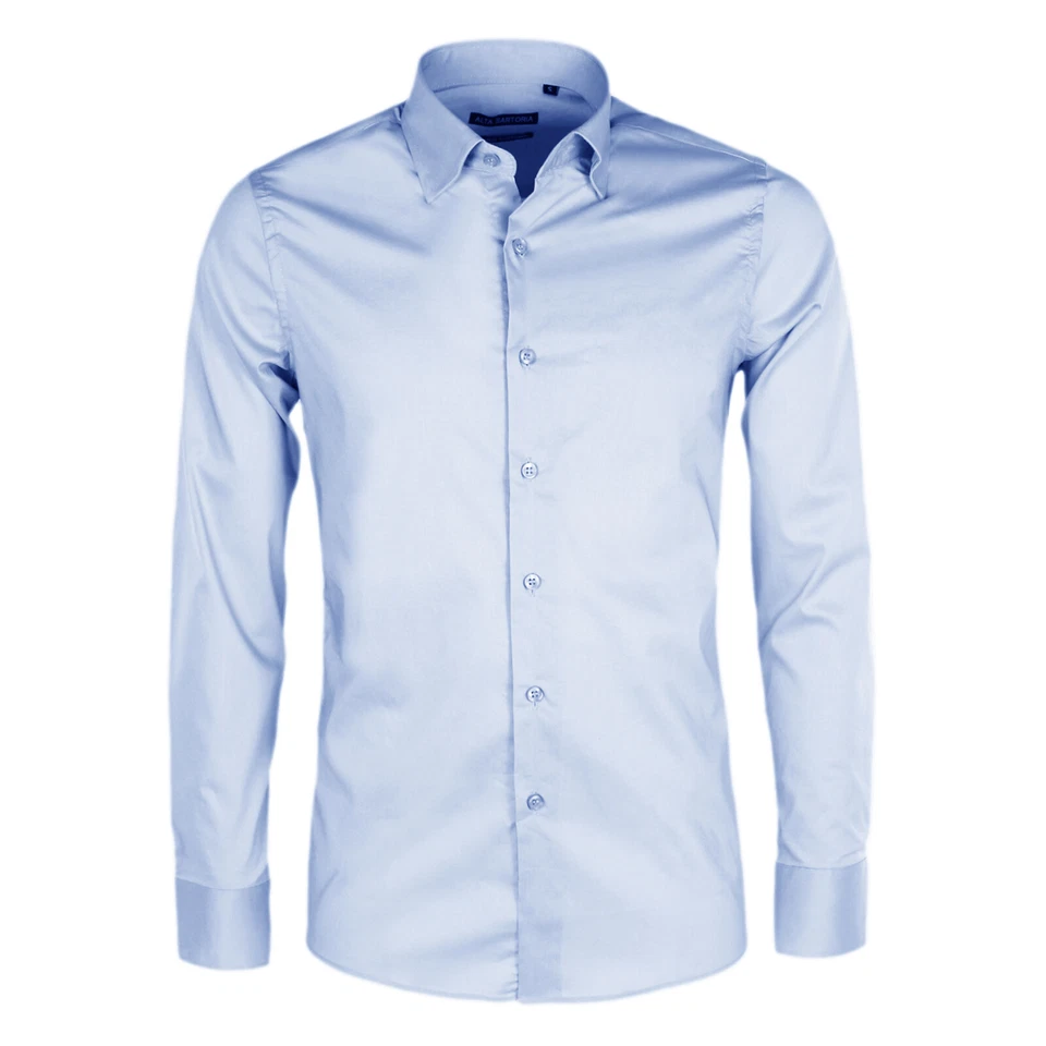 Camicia Uomo Sartoriale Manica Lunga Classica Elegante Camicie Cotone Slim VEQUE - Immagine 3 di 4