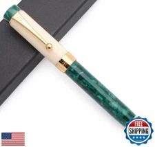 JINHAO 100 Fountain Pen with Ink Converter (Medium Nib 0.7mm, Deep Sea Green-