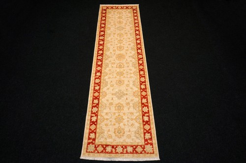 Alfombra oriental Ziegler 303 x 82 cm Zigler corredor beige rojo floral anudada a mano - Imagen 12 de 14