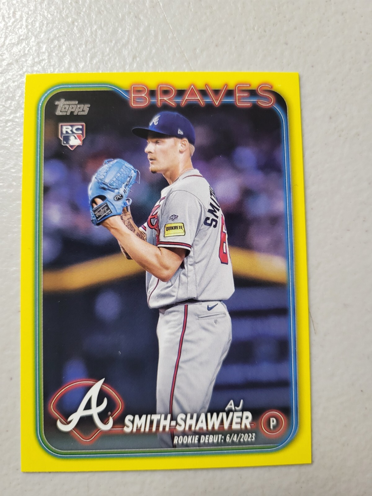 2024 Topps Update AJ Smith-Shawver YELLOW ROOKIE SP #US316 Atlanta Braves RC NM
