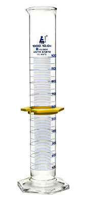 Eisco Labs 1000ml Graduated Cylinder with Protective Collar, ASTM, Class B