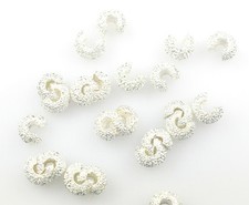 100 SILVER PLATED STARDUST CRIMP BEAD COVERS 4MM