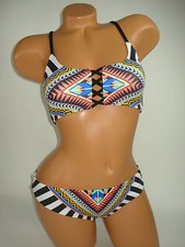 Victoria Secret PINK Swim Bikini XS Top Medium bottom Colorful Geo Tribal New