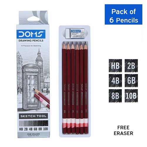 Doms Drawing Sketching Pencil Set Hb 2b 4b 6b 8b 10b 6 Pencil Set Ebay Doms Drawing Sketching Pencil Set Hb 2b 4b 6b 8b 10b 6 Pencil Set Ebay