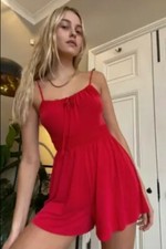 Urban Outfitters Santorini Cupro Playsuit In Red Size Small UK 8-10 BNWT